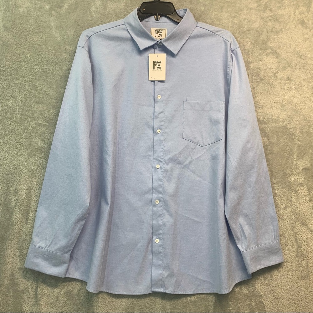 PX Clothing Men's Light Blue Button-Up Shirt Size XL